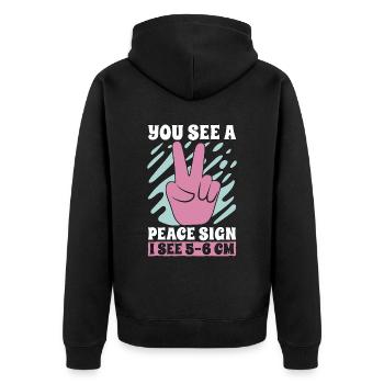 Ob/Gyn Nurse You See A Peace Sign I See Midwifery - Unisex Premium Bio Zip Hoodie - Schwarz - Hinten - Nico (187cm)