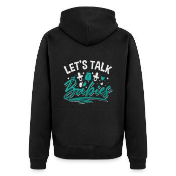 Ob/Gyn Nurse Let's Talk Babies Midwifery OB Nurse - Unisex Premium Bio Zip Hoodie - Schwarz - Hinten - Nico (187cm)