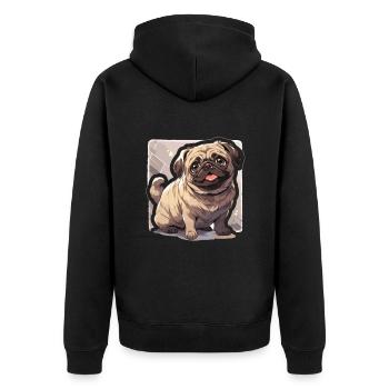 Mops Mops Hund Mops Geschenke Mops Liebhaber - Unisex Premium Bio Zip Hoodie - Schwarz - Hinten - Nico (187cm)