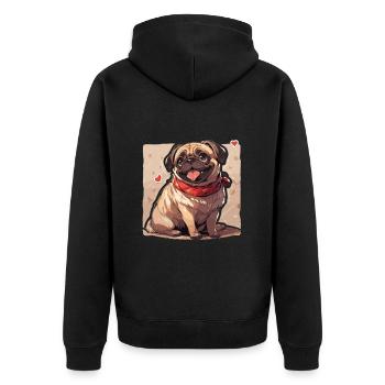 Mops Mops Hund Mops Geschenke Mops Liebhaber - Unisex Premium Bio Zip Hoodie - Schwarz - Hinten - Nico (187cm)