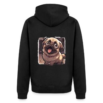 Mops Mops Hund Mops Geschenke Mops Liebhaber - Unisex Premium Bio Zip Hoodie - Schwarz - Hinten - Nico (187cm)