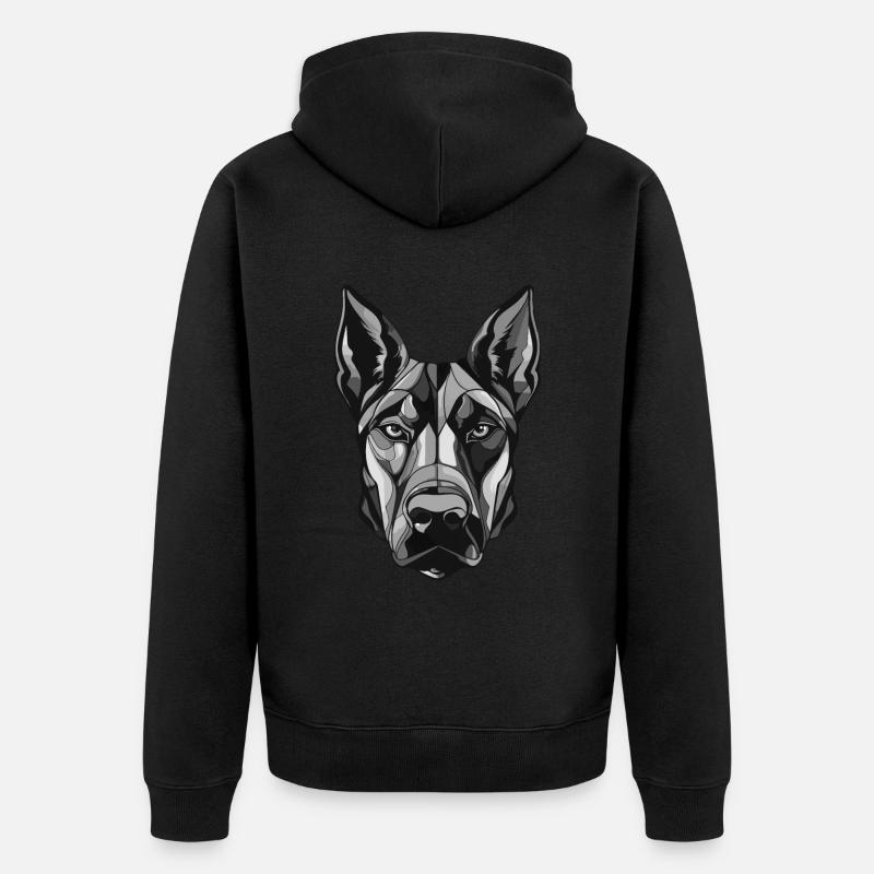Portrait de chien doberman - Veste à capuche bio Premium Unisexe - noir