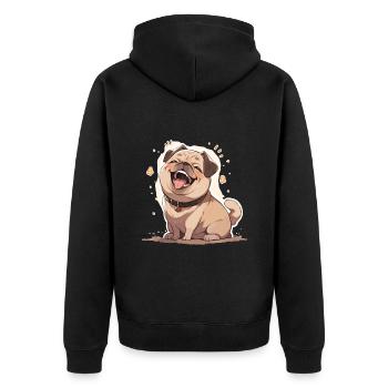 Mops Mops Hund Mops Geschenke Mops Liebhaber - Unisex Premium Bio Zip Hoodie - Schwarz - Hinten - Nico (187cm)