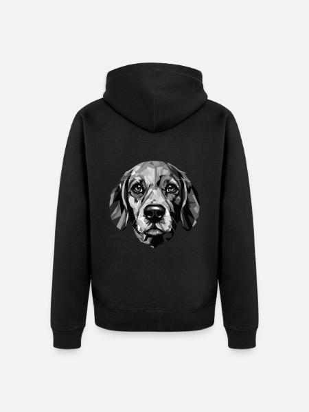 Beagle Dog Portrait - Unisex Premium Organic Zip Hoodie - black