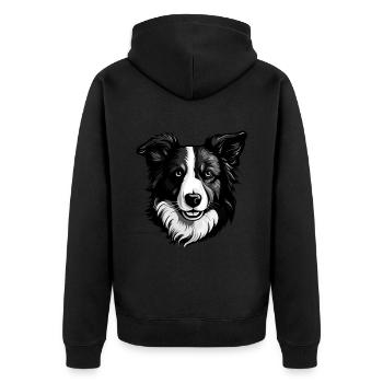 Portrait de chien Border Collie - Veste à capuche bio Premium Unisexe - noir - Dos - Nico (187cm)