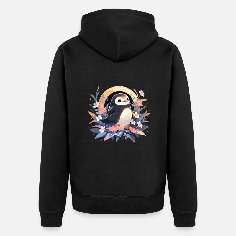 Pinguin - Unisex Premium Bio Zip Hoodie - Schwarz