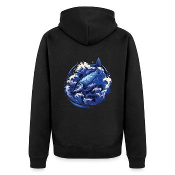 Fish Fish Pike Carp Angler Fish Fishing - Unisex Premium Organic Zip Hoodie - black - Back - Nico (187cm)