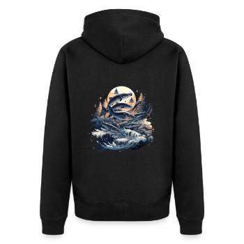Fish Fish Pike Carp Angler Fish Fishing - Unisex Premium Organic Zip Hoodie - black - Back - Nico (187cm)
