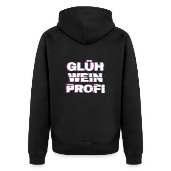 Glühweinprofi Glühwein Weihnachten - Unisex Premium Bio Zip Hoodie - Schwarz - Hinten - Nico (187cm)