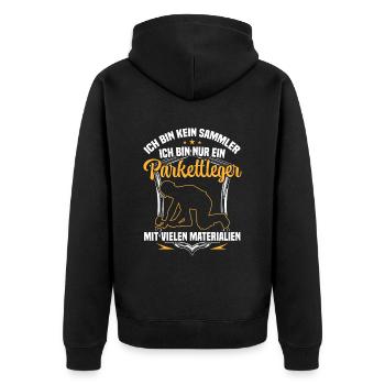 Parkettleger ist kein Sammler Bodenleger - Unisex Premium Bio Zip Hoodie - Schwarz - Hinten - Nico (187cm)