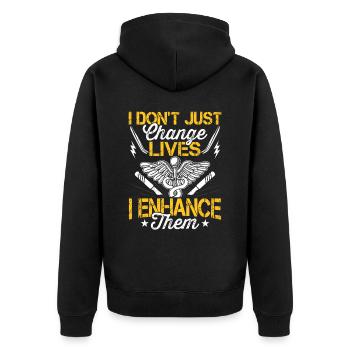 Plastic surgeon doesn't change lives - Unisex Premium Organic Zip Hoodie - black - Back - Nico (187cm)