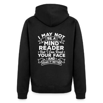 Plastic surgeon read your face - Unisex Premium Organic Zip Hoodie - black - Back - Nico (187cm)