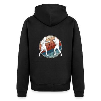 Boxen Retro - Unisex Premium Bio Zip Hoodie - Schwarz - Hinten - Nico (187cm)