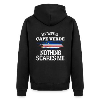 Cape Verde - Unisex Premium Bio Zip Hoodie - Schwarz - Hinten - Nico (187cm)