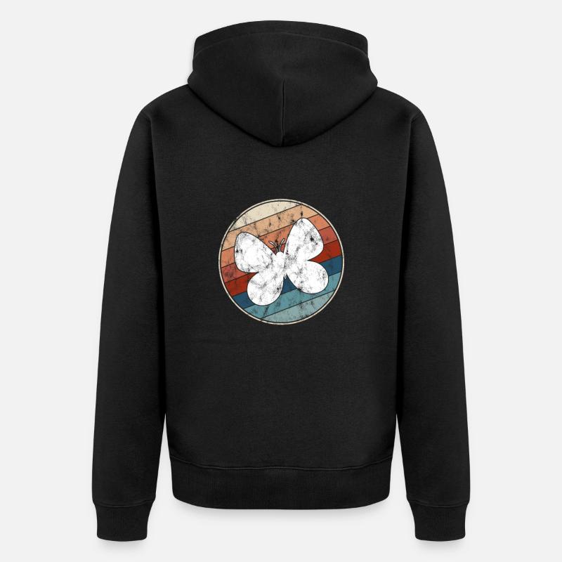Papillon Rétro - Veste à capuche bio Premium Unisexe - noir