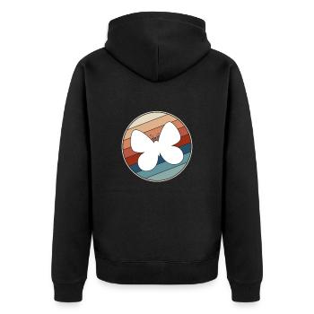 Schmetterling Retro - Unisex Premium Bio Zip Hoodie - Schwarz - Hinten - Nico (187cm)