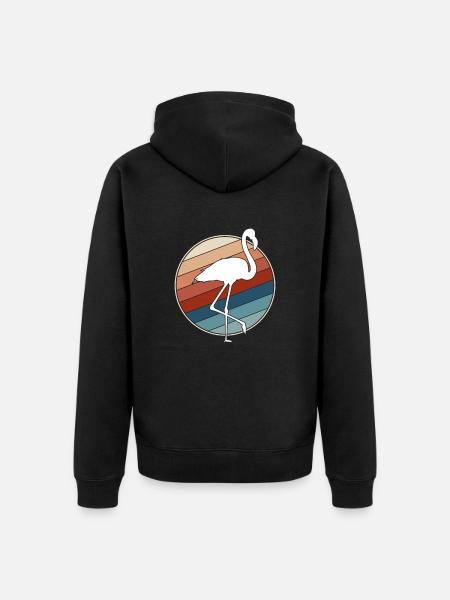 Flamant rose Rétro - Veste à capuche bio Premium Unisexe - noir