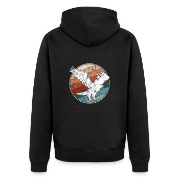 Adler Retro - Unisex Premium Bio Zip Hoodie - Schwarz - Hinten - Nico (187cm)