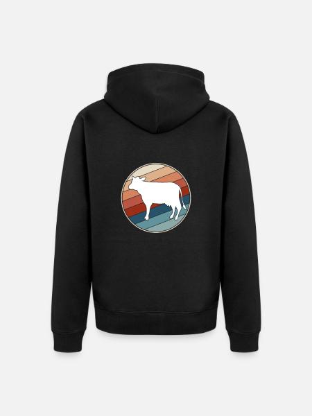Cow Retro - Unisex Premium Organic Zip Hoodie - black