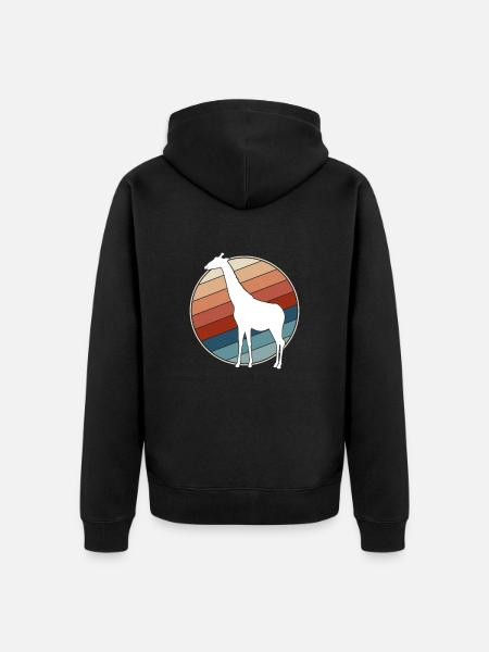 Giraffe Retro - Unisex Premium Organic Zip Hoodie - black