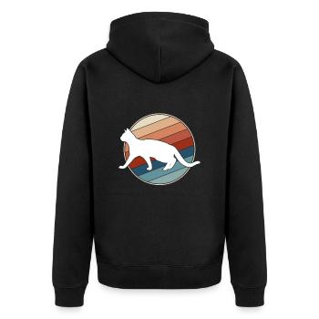 Katze Retro - Unisex Premium Bio Zip Hoodie - Schwarz - Hinten - Nico (187cm)