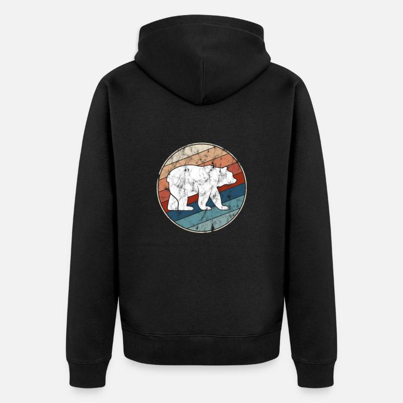 Ours Rétro - Veste à capuche bio Premium Unisexe - noir