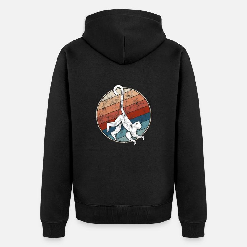Affe Retro - Unisex Premium Bio Zip Hoodie - Schwarz