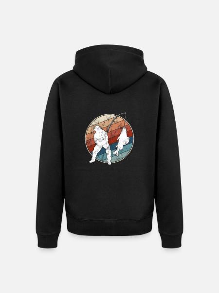 Fishing Retro - Unisex Premium Organic Zip Hoodie - black