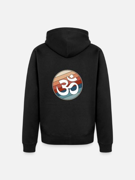 Meditation Retro - Unisex Premium Organic Zip Hoodie - black