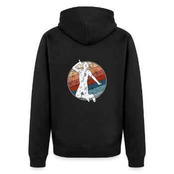 Singing Retro - Unisex Premium Organic Zip Hoodie - black - Back - Nico (187cm)