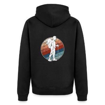 Hiking Retro - Unisex Premium Organic Zip Hoodie - black - Back - Nico (187cm)
