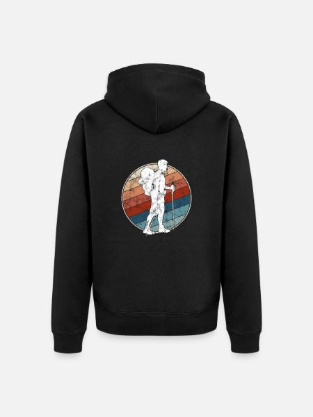 Hiking Retro - Unisex Premium Organic Zip Hoodie - black