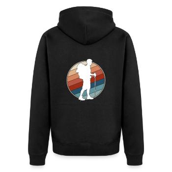 Hiking Retro - Unisex Premium Organic Zip Hoodie - black - Back - Nico (187cm)