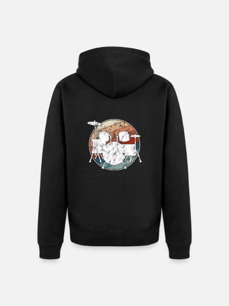 Drums Retro - Unisex Premium Organic Zip Hoodie - black