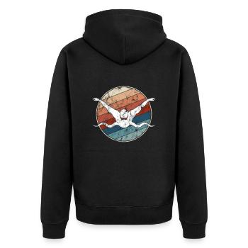Swimming Retro - Unisex Premium Organic Zip Hoodie - black - Back - Nico (187cm)