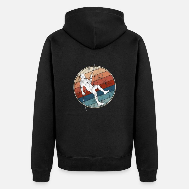 Klettern Retro - Unisex Premium Bio Zip Hoodie - Schwarz