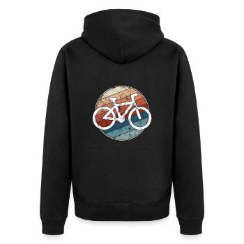 Fahrrad Retro - Unisex Premium Bio Zip Hoodie - Schwarz - Hinten - Nico (187cm)
