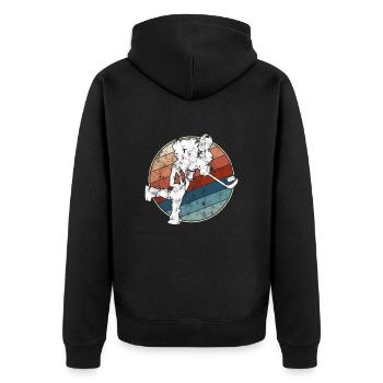 Eishockey Retro - Unisex Premium Bio Zip Hoodie - Schwarz - Hinten - Nico (187cm)