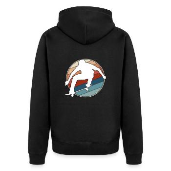 Skating Retro - Unisex Premium Bio Zip Hoodie - Schwarz - Hinten - Nico (187cm)