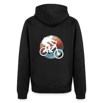 Mountain Bike Retro - Unisex Premium Organic Zip Hoodie - black - Back - Nico (187cm)