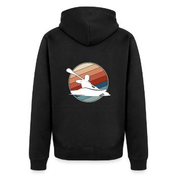 Canoe Retro - Unisex Premium Organic Zip Hoodie - black - Back - Nico (187cm)