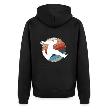 Parkour Retro - Unisex Premium Bio Zip Hoodie - Schwarz - Hinten - Nico (187cm)