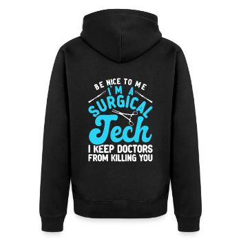 Chirurgisch Technischer Assistent - Unisex Premium Bio Zip Hoodie - Schwarz - Hinten - Nico (187cm)
