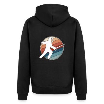 Fechten Retro - Unisex Premium Bio Zip Hoodie - Schwarz - Hinten - Nico (187cm)