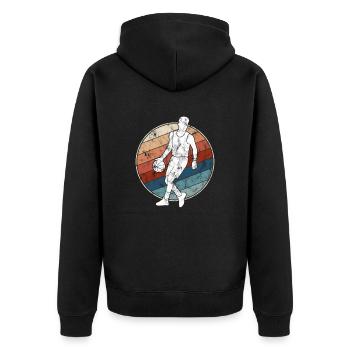 Basketball Retro - Unisex Premium Bio Zip Hoodie - Schwarz - Hinten - Nico (187cm)