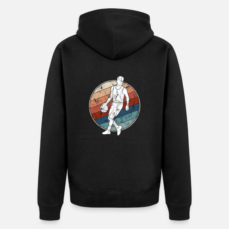 Basketball Rétro - Veste à capuche bio Premium Unisexe - noir