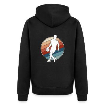 Basketball Retro - Unisex Premium Bio Zip Hoodie - Schwarz - Hinten - Nico (187cm)