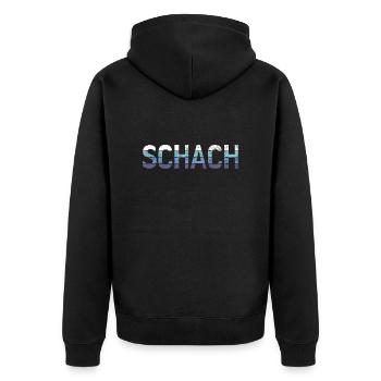 Schach - Unisex Premium Bio Zip Hoodie - Schwarz - Hinten - Nico (187cm)