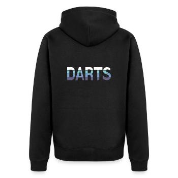 Darts - Unisex Premium Bio Zip Hoodie - Schwarz - Hinten - Nico (187cm)