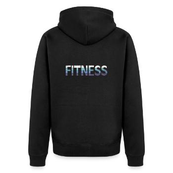 Fitness - Unisex Premium Bio Zip Hoodie - Schwarz - Hinten - Nico (187cm)